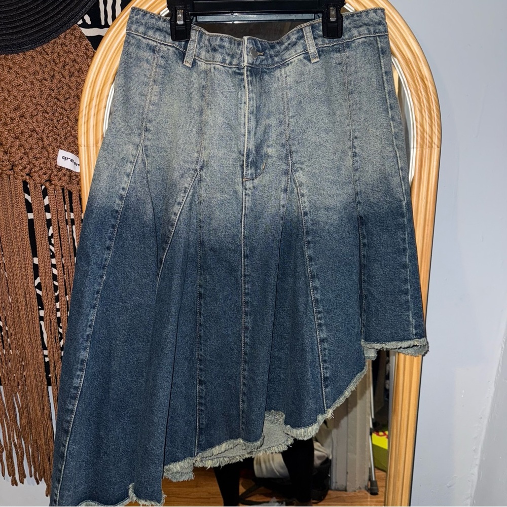 Asymmetrical Denim Skirt